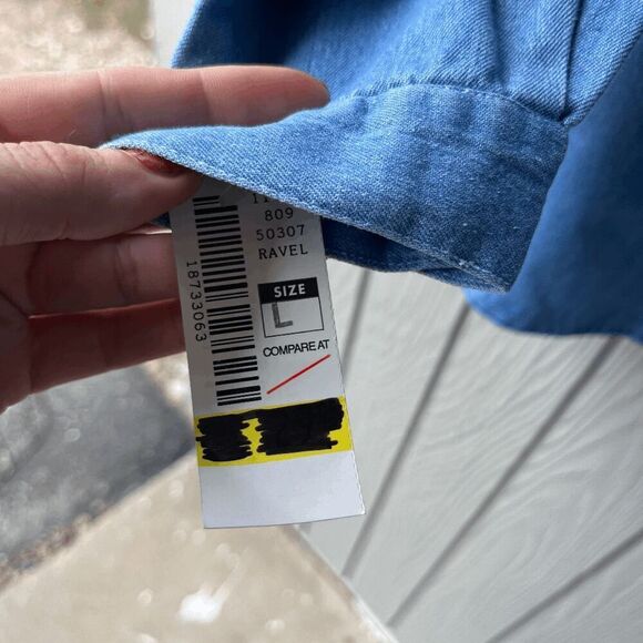 Ravel Vintage Denim Shirt Soutache Collar NWT Prairiecore Cotton L - Picture 5 of 6